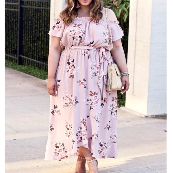 City Chic Plus Size Rose Play Floral Pink Dress XS 14 - Picture 3 of 13